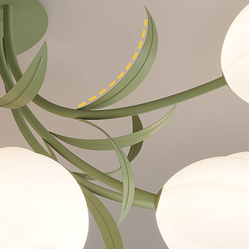 Modern LED Metal Flush Mount Flower Shape Ceiling Light with Plastic Shade for Living Room