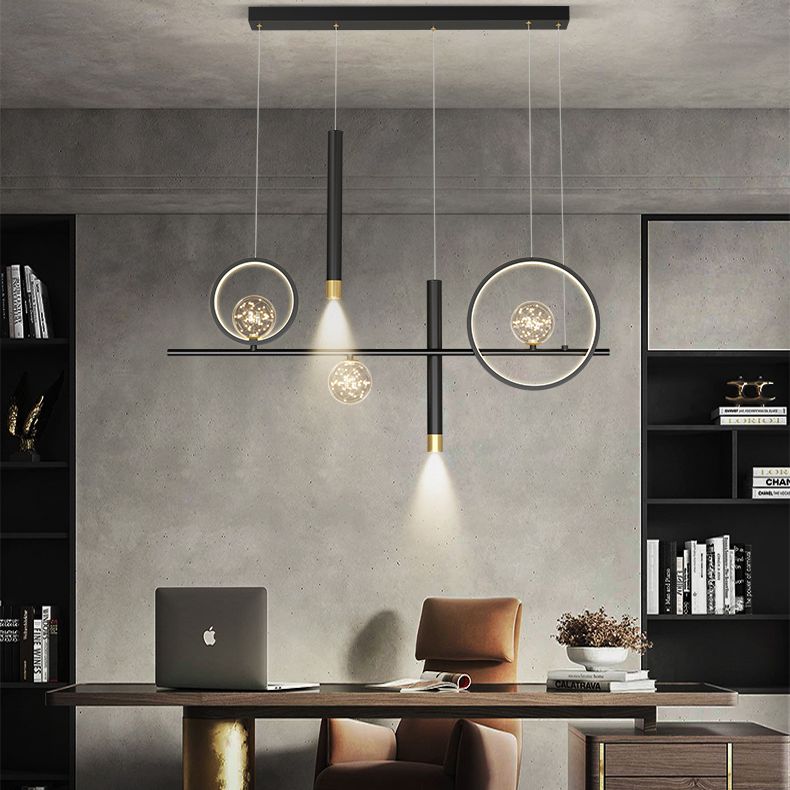 Silica Gel LED Island Light in Modern Creative Style Aluminium Linear Pendant Light for Dining Room