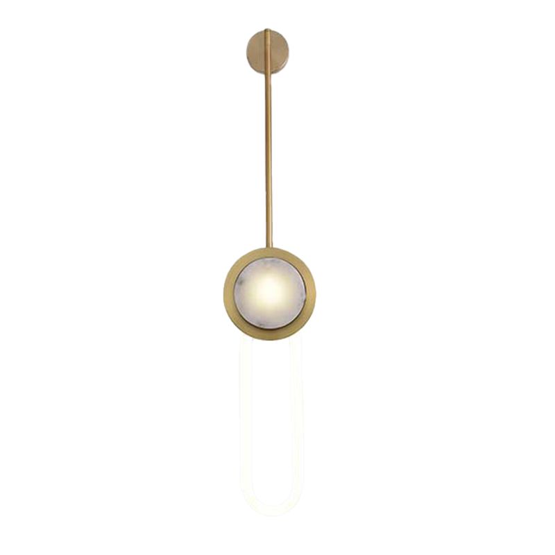 Gold LED Wall Sconce 1 - Light Brass and Stone Modern Wall Armed Sconce