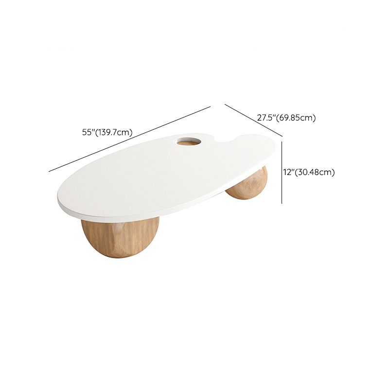 Solid Wood Coffee Table Modern Natural & White Geometric Cocktail Table