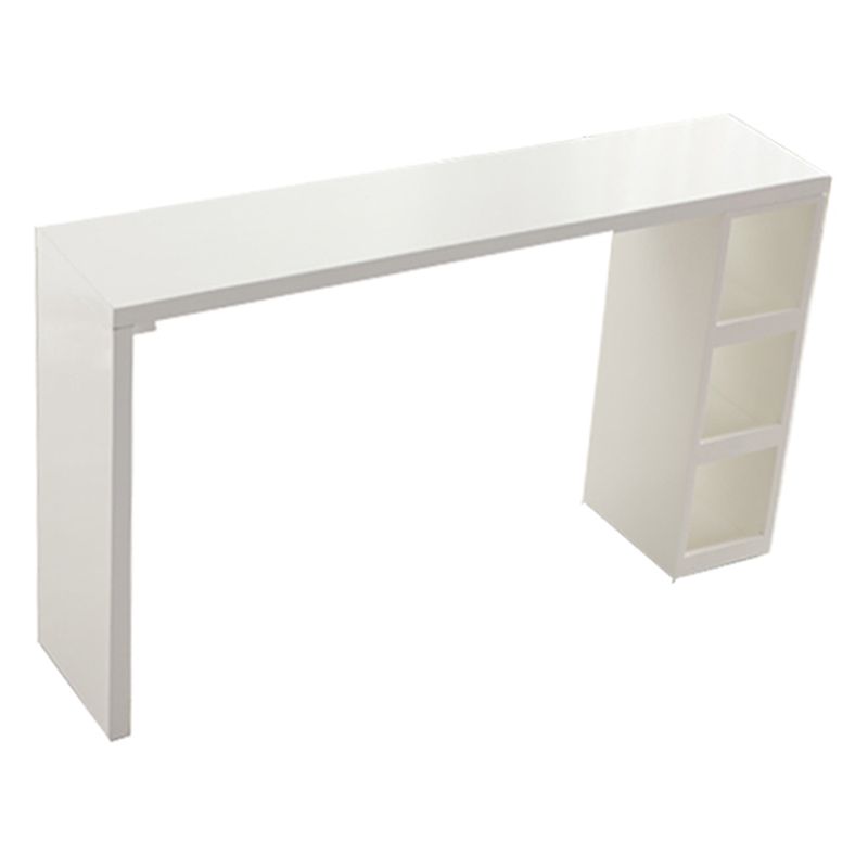 Contemporary Bar Dining Table Rectangle Wood Bar Table with Shelves in White
