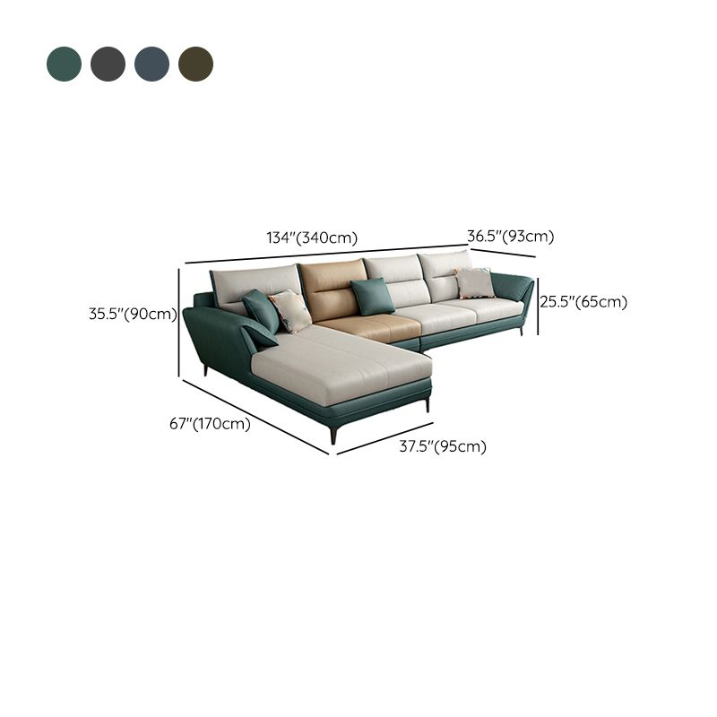 66" Wide Scandinavian Sectional Sofa Cushion Back Sectionals