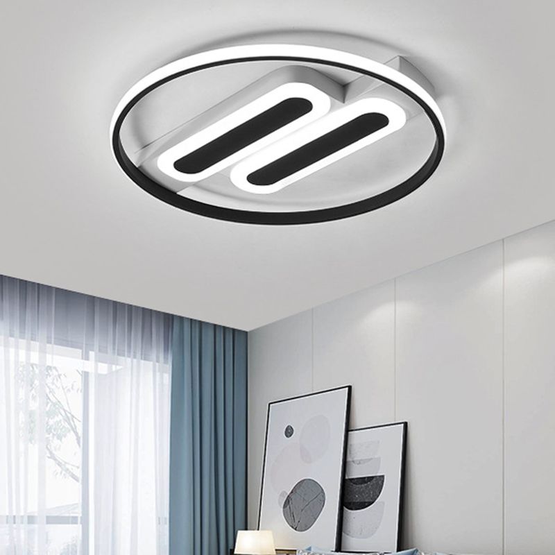 16"/19,5" Durchmesser Halo Schlafzimmer-Deckenbündige Acryl-LED-Einfache Unterputzleuchte mit doppeltem rechteckigem Baldachin in Schwarz, Weiß/warmes Licht