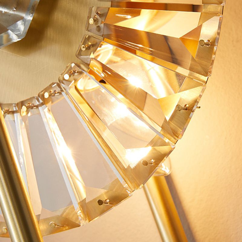 2 / 3 - Light Wall Light Solid Brass and Crystal Post Modern Wall Sconce