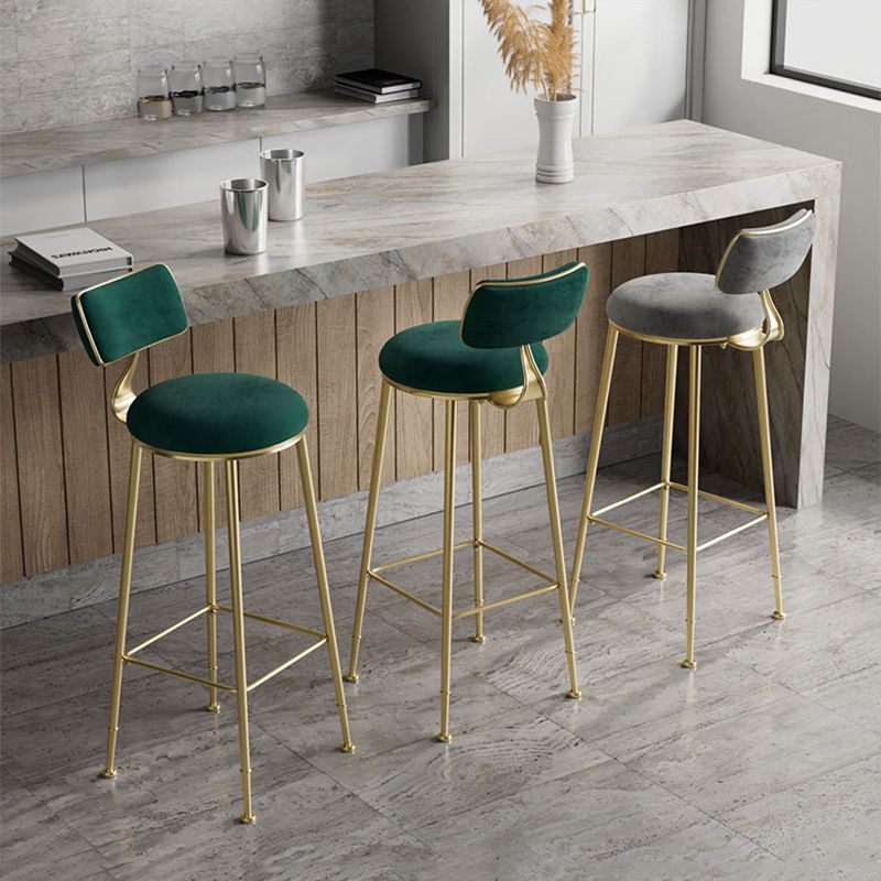 Glam Metal Barstool Fabric Counter Stool in Matte Finish for Indoor