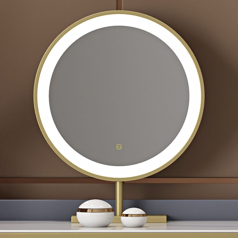 5 Drawers Stone Makeup Table Desk Vanity for Women, 17.12" D x 30.31" H, White/Blue