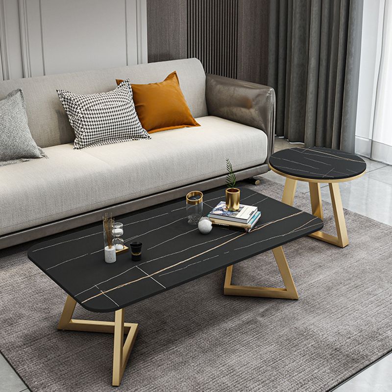 Luxurious Rectangular Slate Top Coffee Cocktail Table - 17.7" H