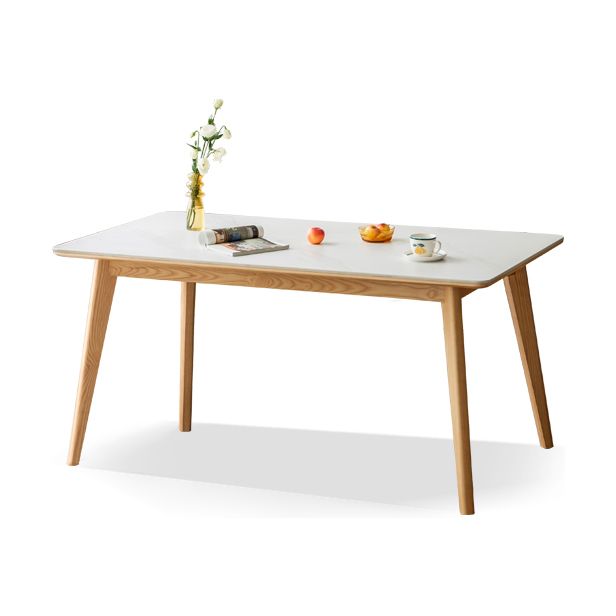 Modern Rectangle Stone Dining Table Ash Legs for Dining Room