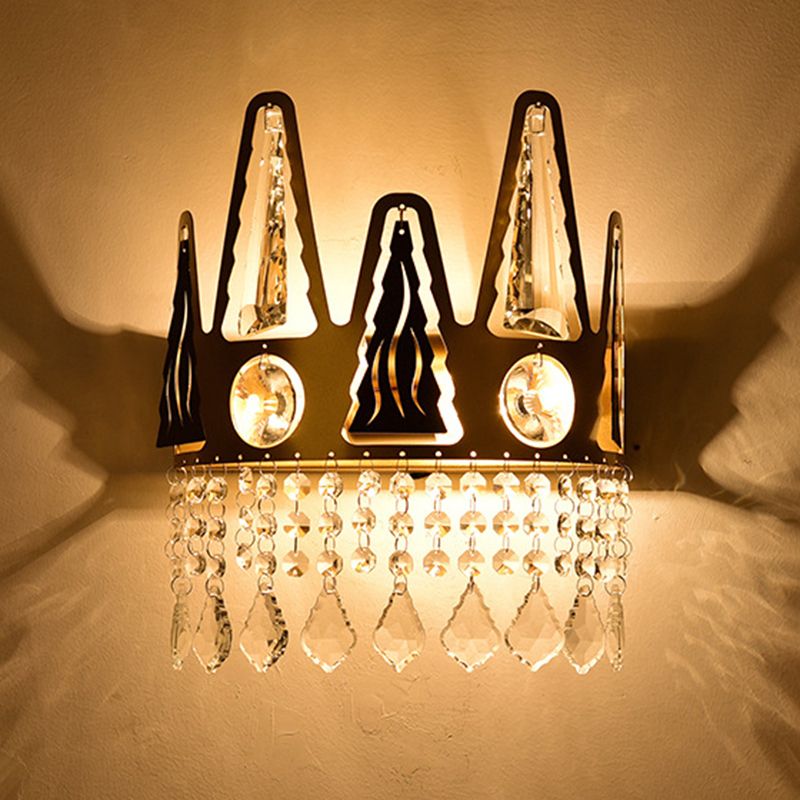Iron and Crystal 2 - Light Wall Sconce Post Modern Wall Light in Gold and Clear