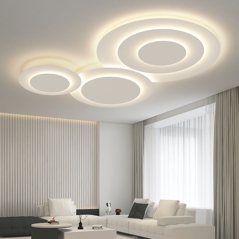 Plafonnier LED de forme circulaire acrylique moderne 3 lumières encastré pour chambre à coucher