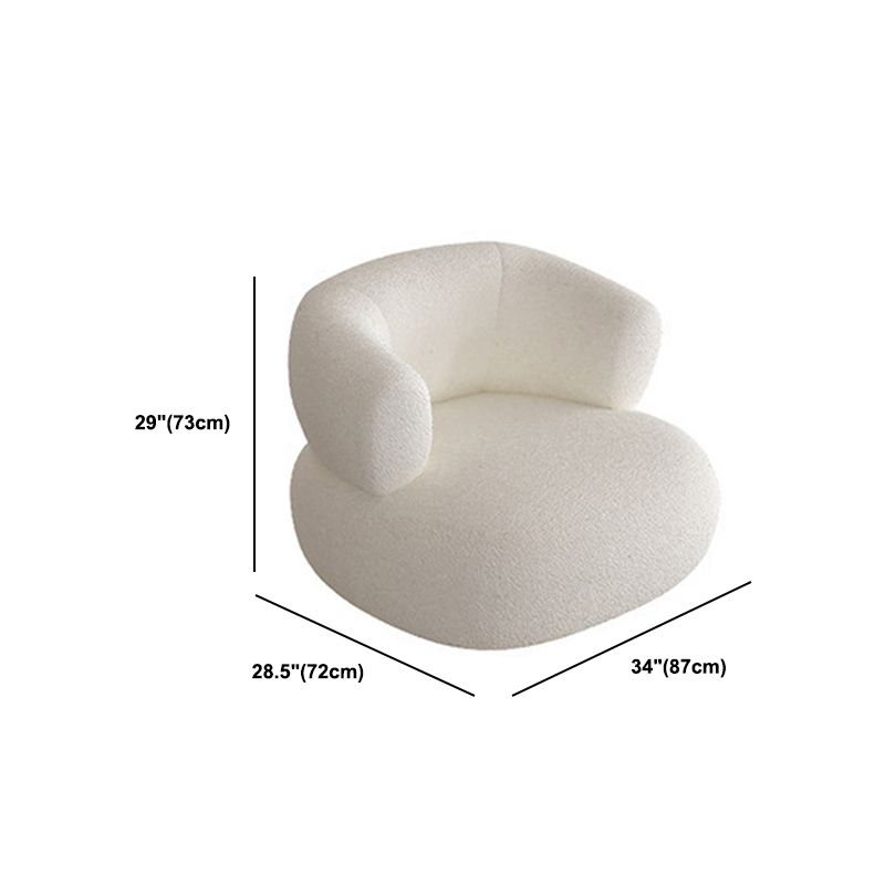 Curved Wool Sofa White Contemporary Sloped Armed Sofa - 33.46" D