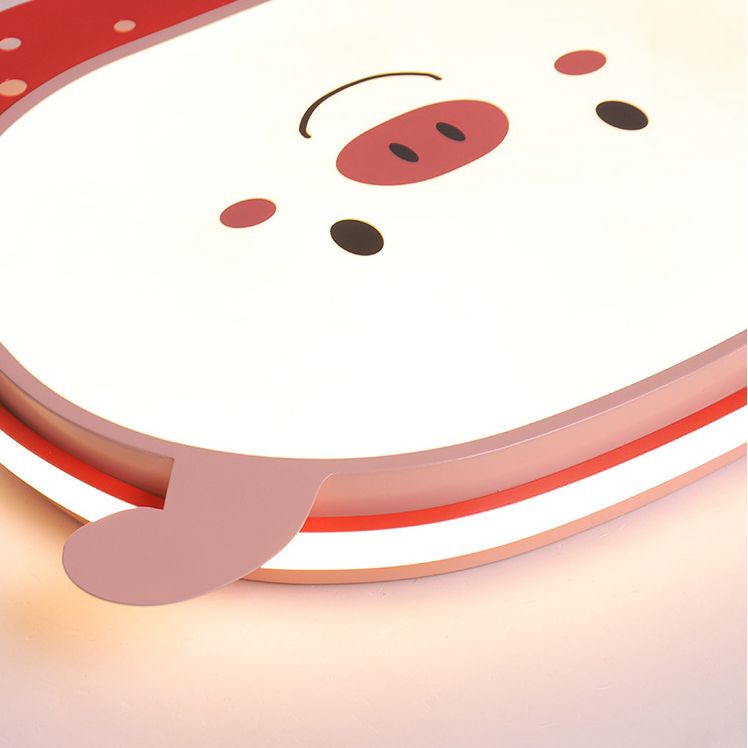 Cartoon Metal LED Flush Mount Light Fixture Cartoon Pig Flush Mount Spotlight for Kids Bedroom
