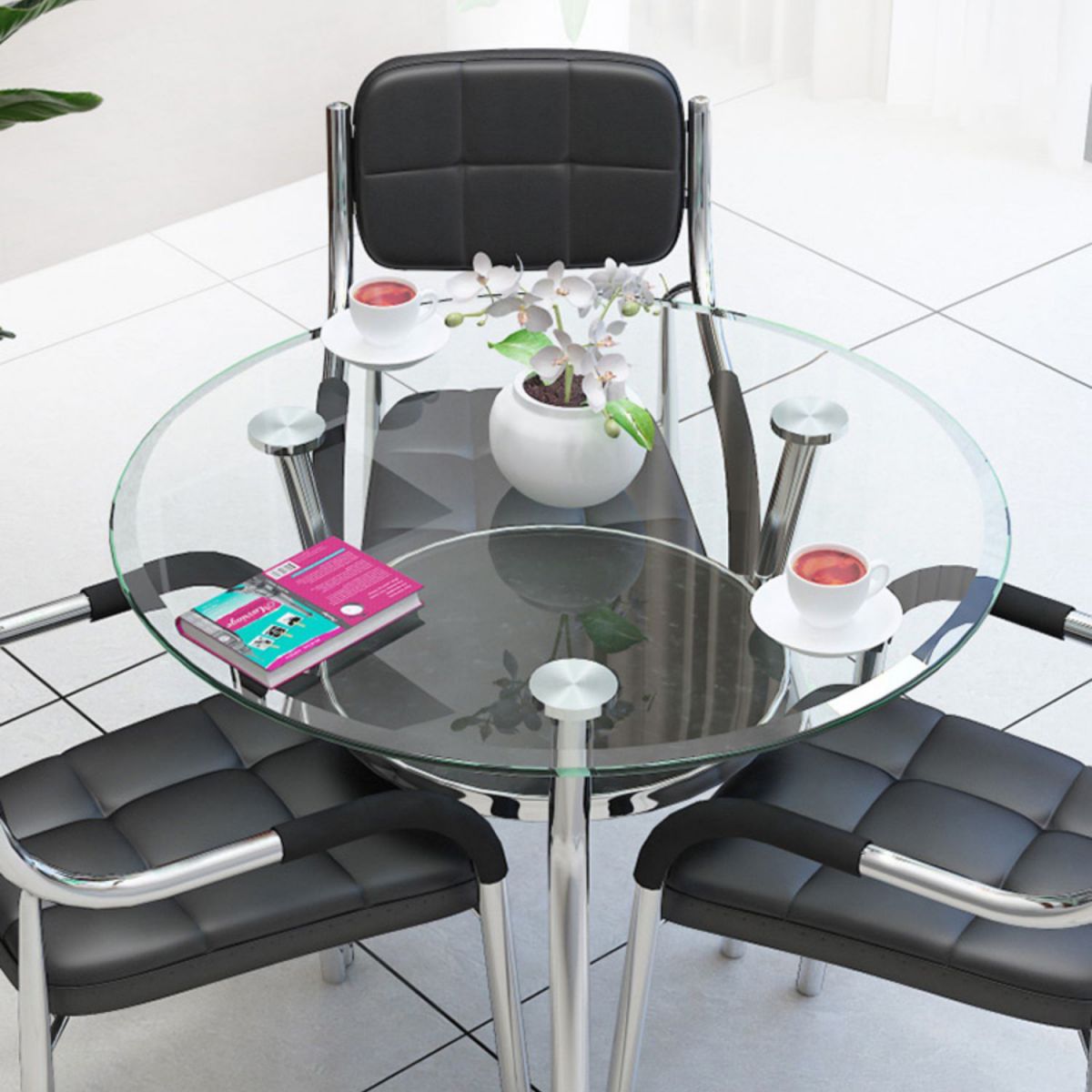 Tavolo da pranzo in vetro temperato in stile moderno tavolo da pranzo a base di pranzo per sala da pranzo