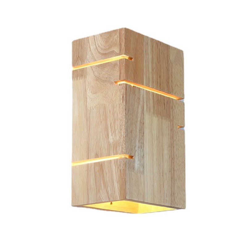 Modernism Beige Finish Single Wall Mounted Sconce LED Wall Light with Wood