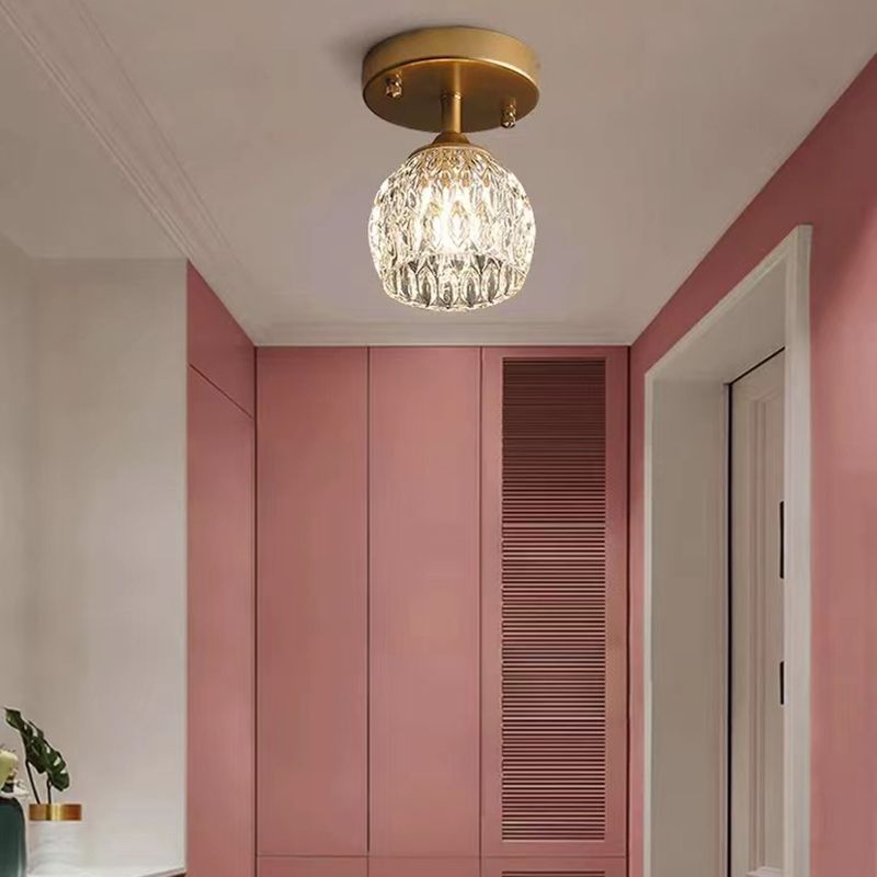 Contemporary Ceiling Lamp Minimalist Glass Shade Flush Mount Light Fixture
