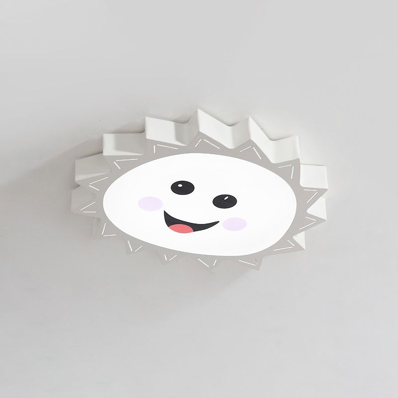 Modern Sun/Unicorn Acrylic Ceiling Lighting Fixture Led Flush Mount Light in White for Bedroom