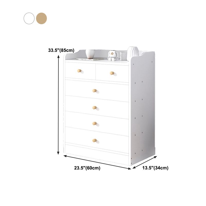 Modern Wooden Chest Bedroom Vertical Storage Chest with 4 / 5 / 6 Drawers
