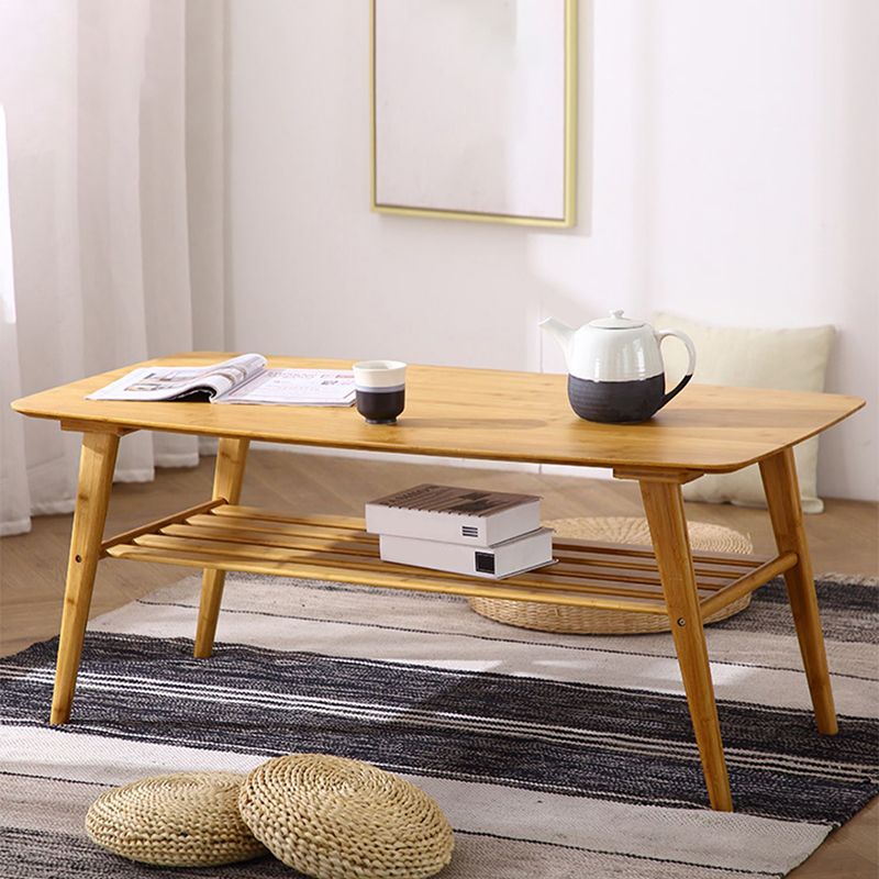 4 Legs 1 Coffee Table Contemporary Wood Coffee Table with Shelf