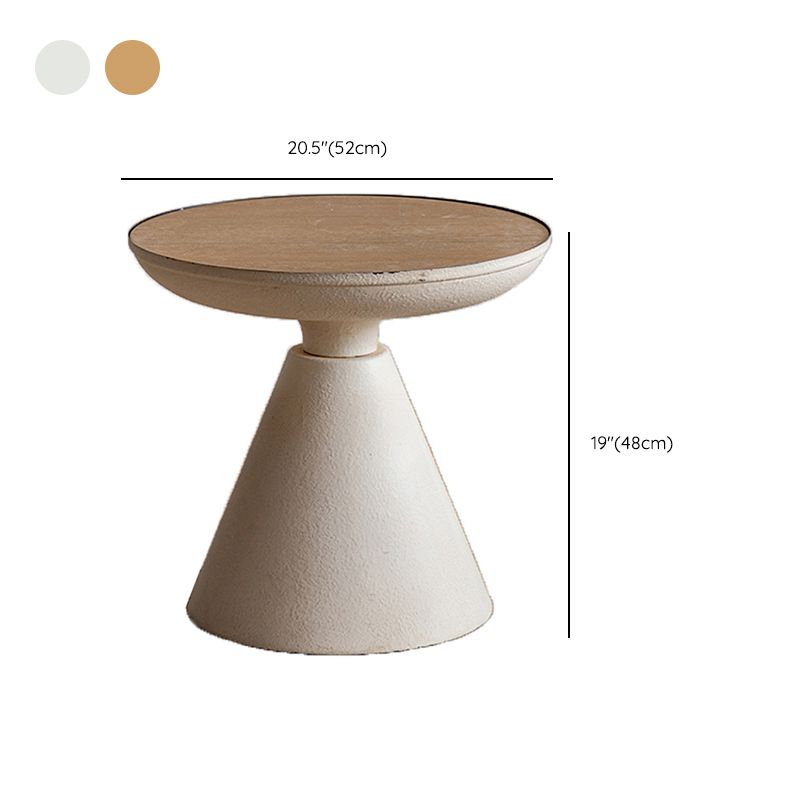 French Country Round Wood Top Coffee Table Iron Pedestal Cocktail Table