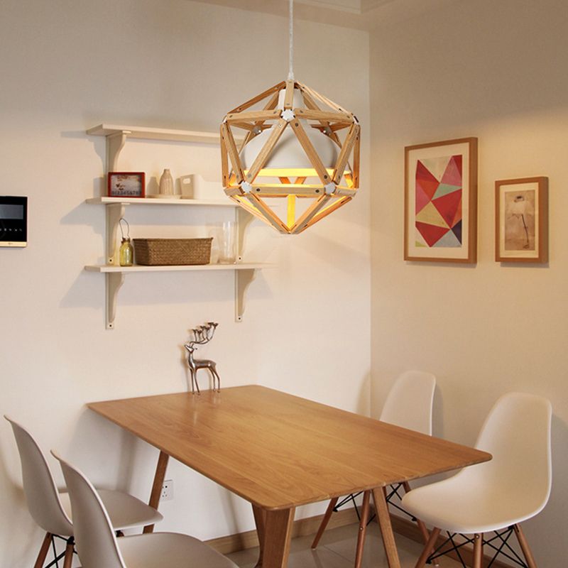 Gearceerde houten suspensie hanglamp moderne stijl houten hanglampverlichting armatuur