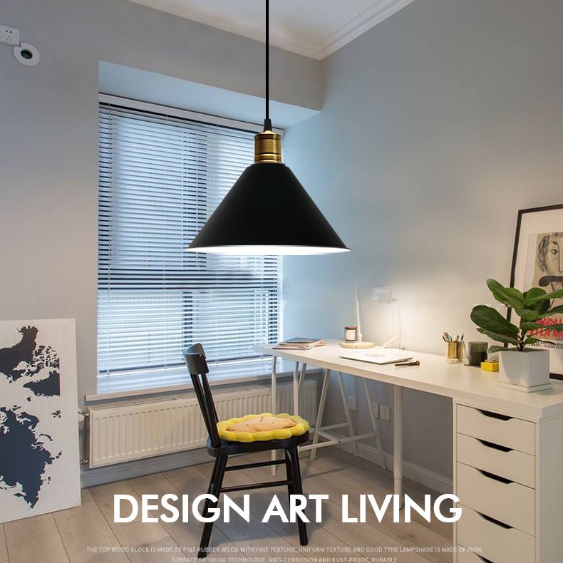 Metal Tapered Hanging Light Nordic Modern Style 1 Light Restaurant Ceiling Pendant Lamp