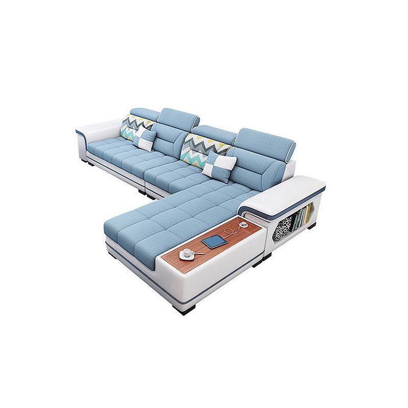 Faux Leather/Fabric Sectional Cushion Back Sofa and Chaise for Living Room