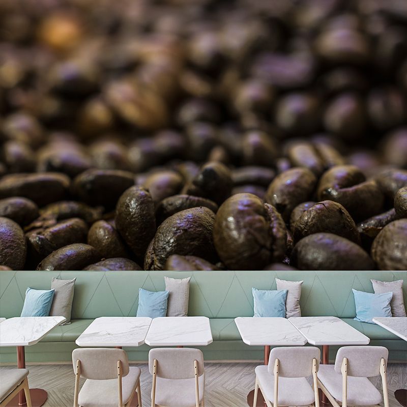 Contemporary Coffee Shop Wall Covering Coffee Beans Mural Decal, Waterproofing