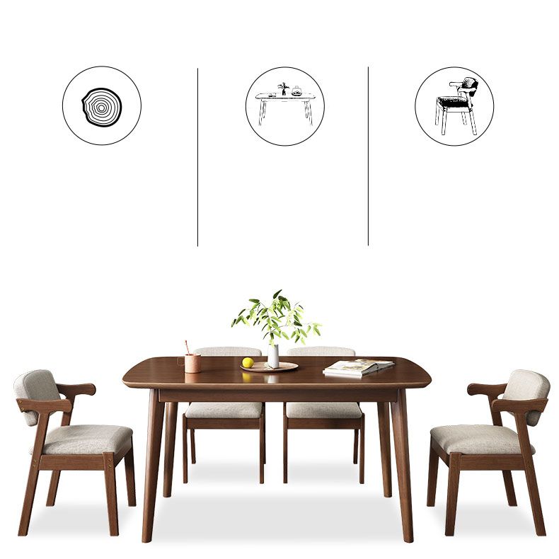 Traditional Dining Table Set 1/2/5/7 Pcs Solid Wood Dining Table and Cow Horn Chairs