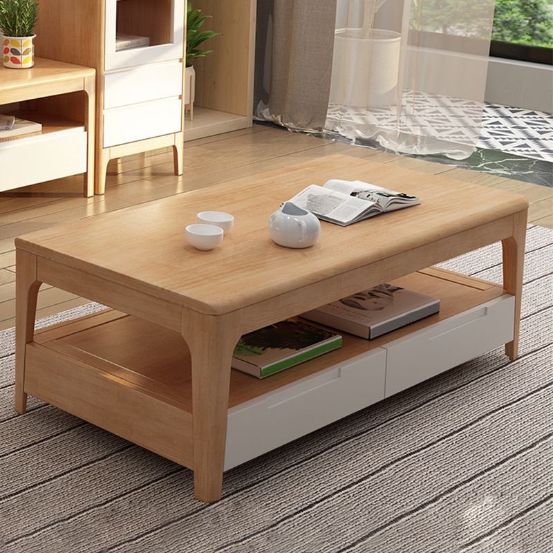 Modern 4 Legs with Storage Drawers Rectangular Single Coffee Table