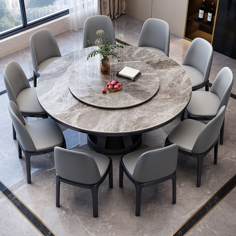 Sintered Stone Dining Table Round Wooden Base Dinner Table for Dining Room