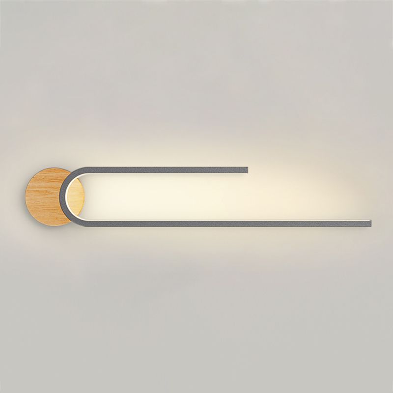 1-Light LED Wall Mount Light Modern Wooden Wall Light for Living Room