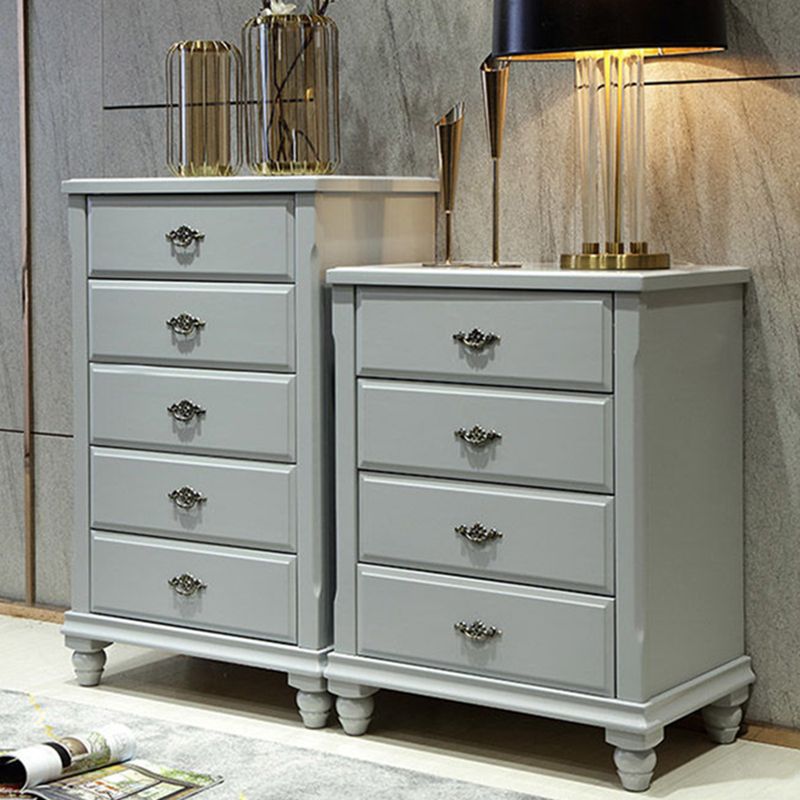 Traditional Bedroom Rubber Wood Storage Chest Vertical Chest with Drawers