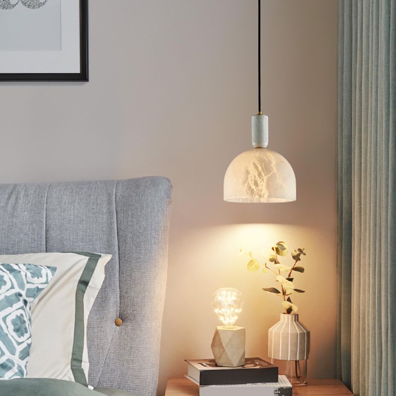 Kleine marmeren hanglamplichter bevestiging eenvoudig 1 bol messing hangend licht voor slaapkamer