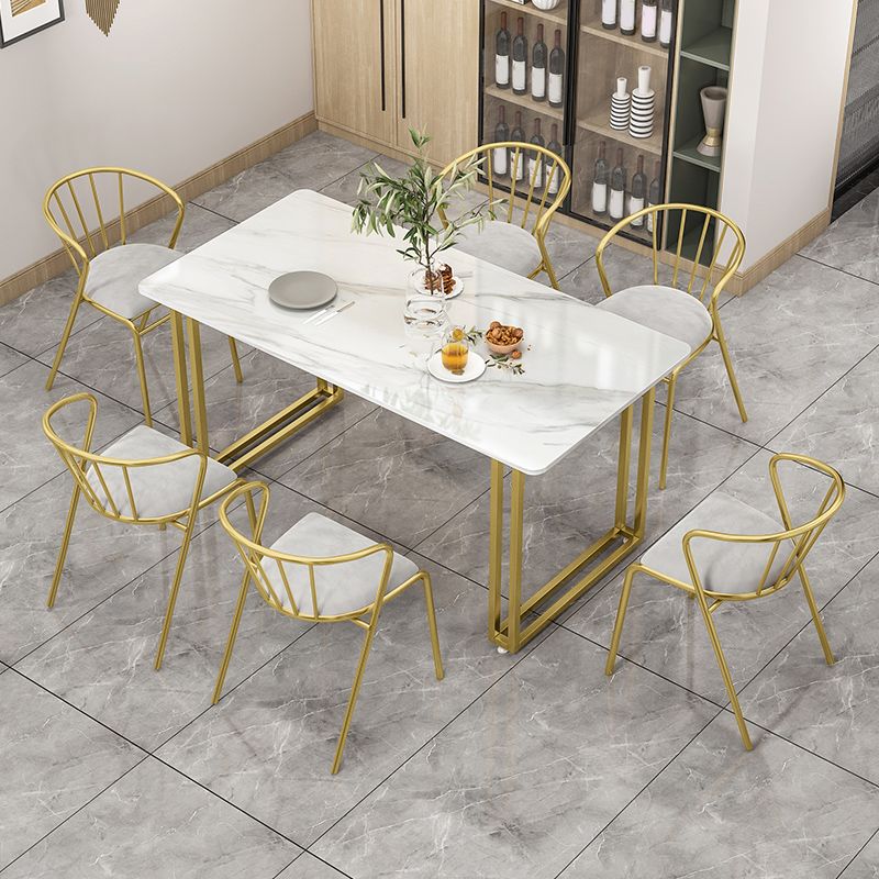 Nordic Rectangle Stone Dining Table 1/5/7 Pieces Dining Set for Dining Room