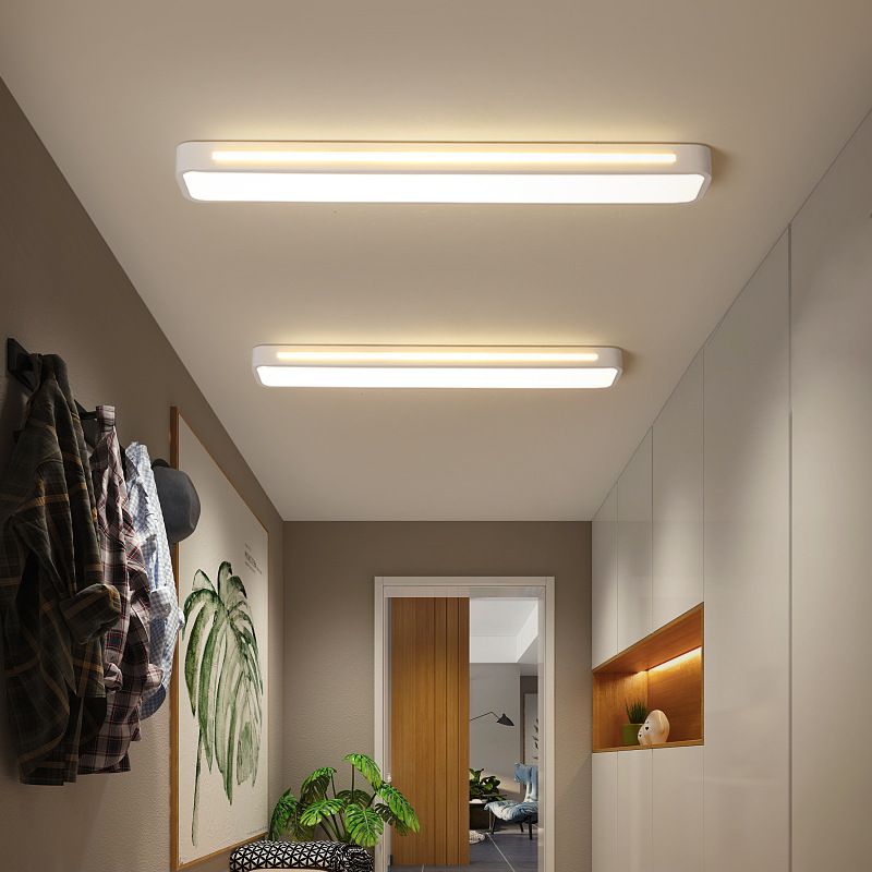 Plafonnier rectangulaire moderne à LED en métal blanc avec diffuseur en acrylique en lumière blanche/chaude, 48,3 cm/58,4 cm/78,7 cm de large