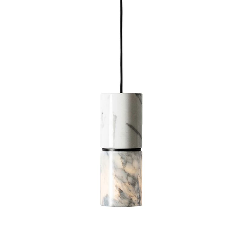 Cement Modern Pendant Light 1-Light Cylinder Ceiling Light Fixture for Dining Room