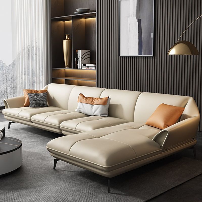 Modern Stationary Faux Leather Living Room Flared Arm Cushions Seating