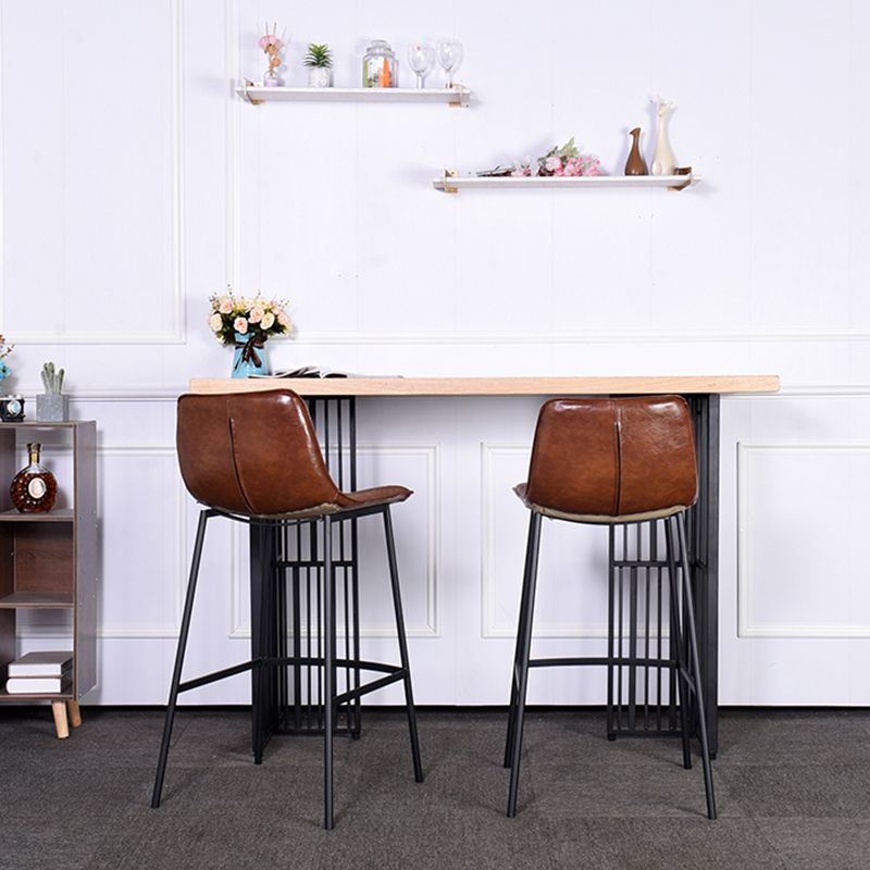 Natural Finish Pine Wood Top Bistro Table with Metal Double Pedestal