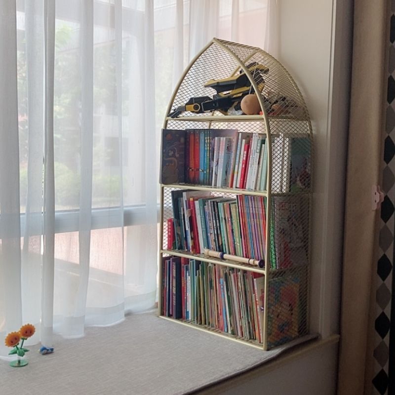Closed Back Bookcase Glam Style Bookshelf for Office Home and Study Room