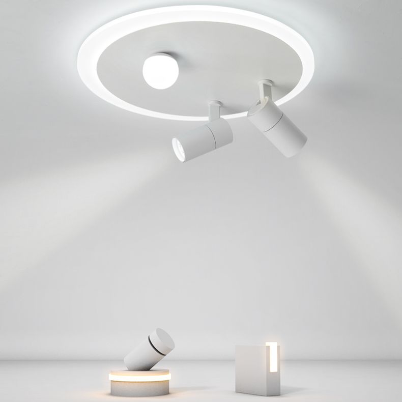 Plafonnier en fer moderne encastré rond avec 2 spots