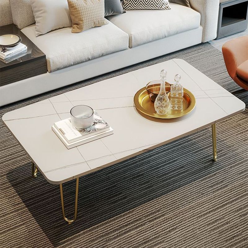 Glam Cocktail Table 4 Legs Slate Rectangular Single Coffee Table