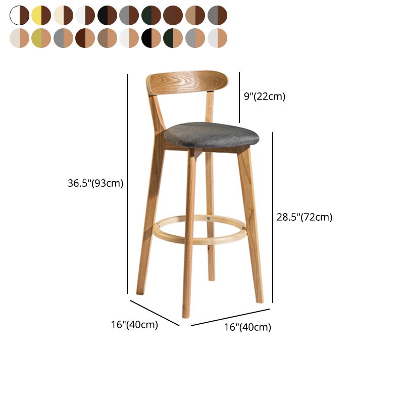 Contemporary Low Back Rubberwood Stool Matte Finish Upholstered Bar Stools