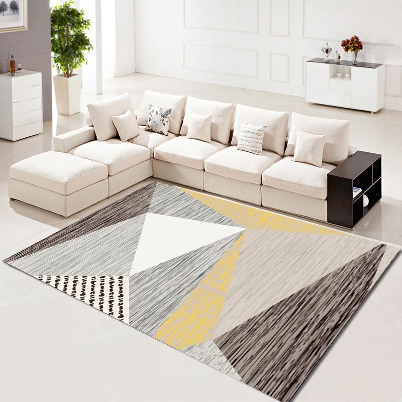 Minimalist Geometric Printed Rug Polyester Indoor Carpet Stain Resistant Area Carpet for Living Room