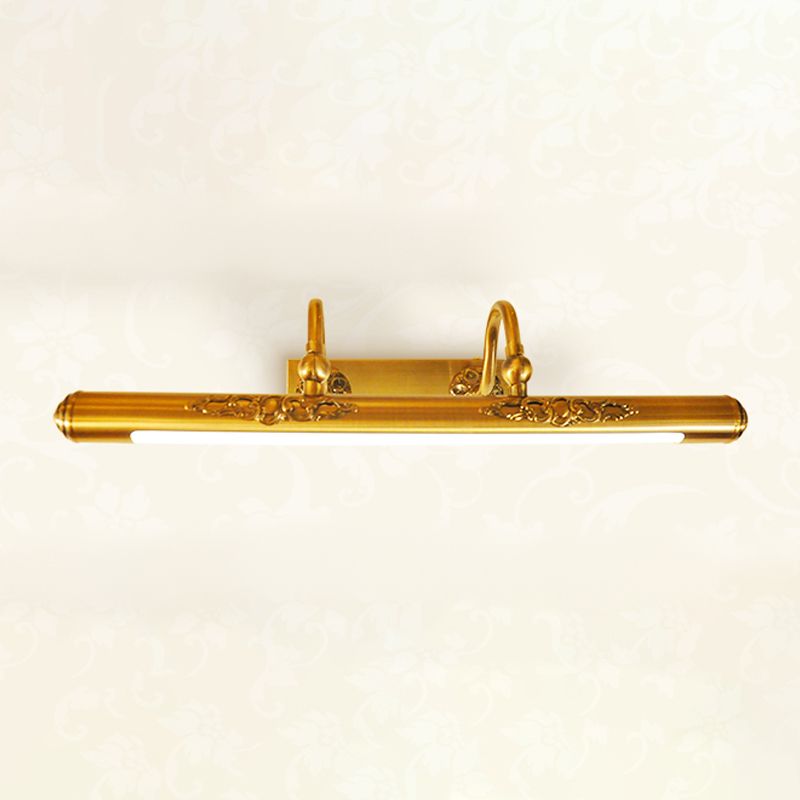 Metal Linear Shade Mirror Wall Lighting Modern 1 Light Wall Mounted Light Fixture in Gold