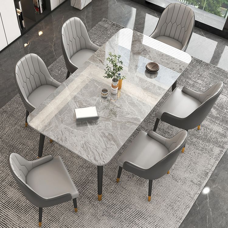 Modern Stone Rectangle Dining Table 1/5/7 Pieces Dining Set for Dining Room