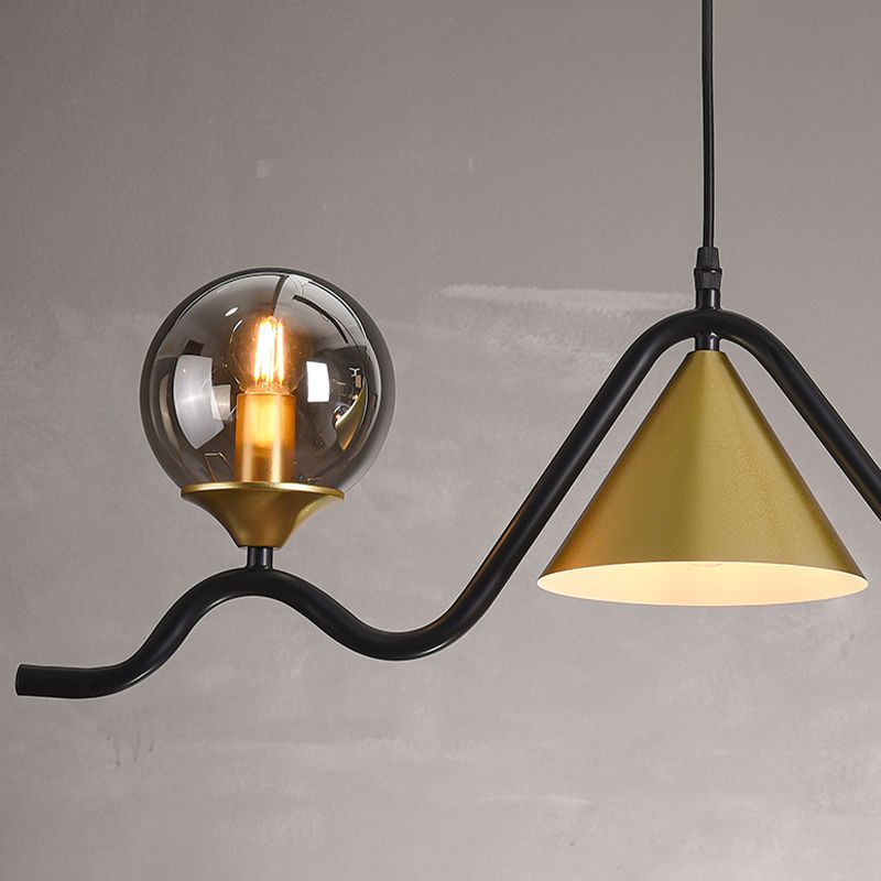 Nordic Glass Island Light Geometric 6 Lights Island Anhänger für Wohnzimmer