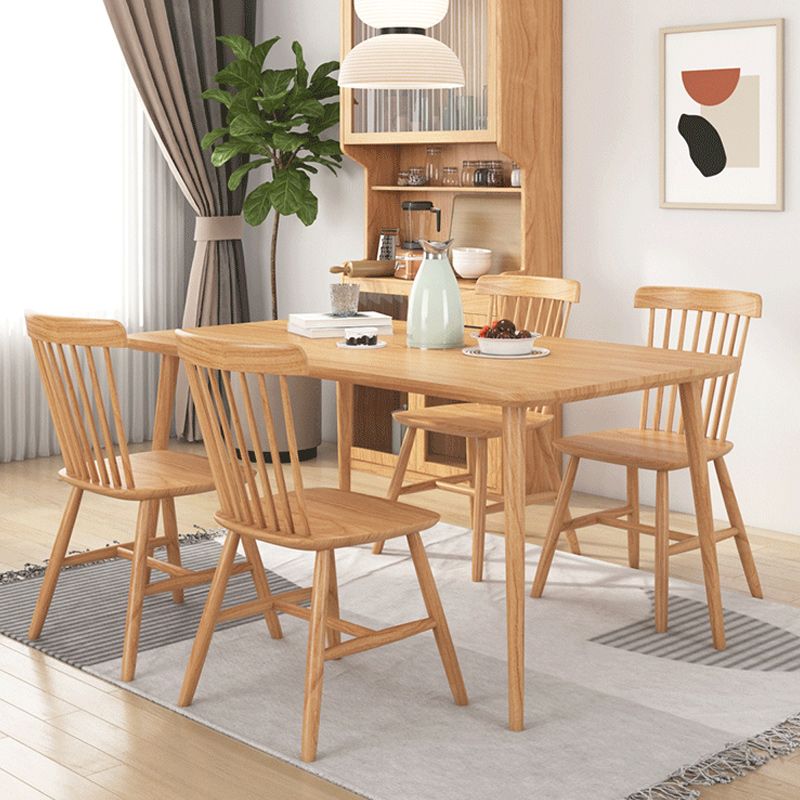 Modern Dining Set 1/2/5 Pcs Solid Wood Table with Cow Horn Chairs and Windsor Chairs