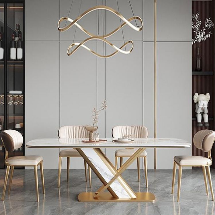 Luxurious Sintered Stone Top Dining Set Rectangle 1/2/5/7 Pieces Dining Room Table Set