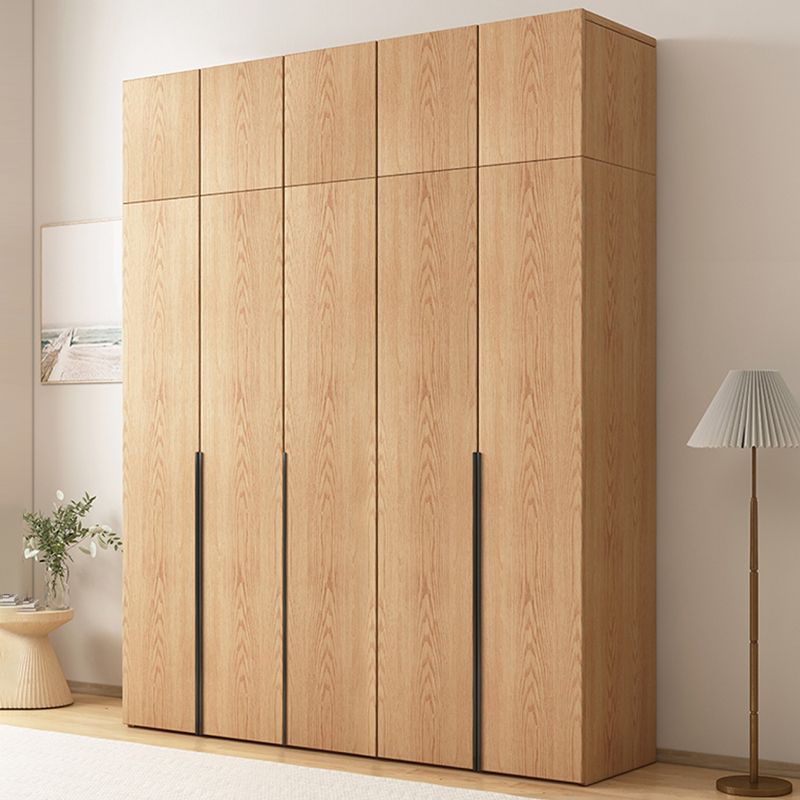 Contemporary Freestanding Natural Wardrobe Oak Solid Wood Wardrobe with Shelves