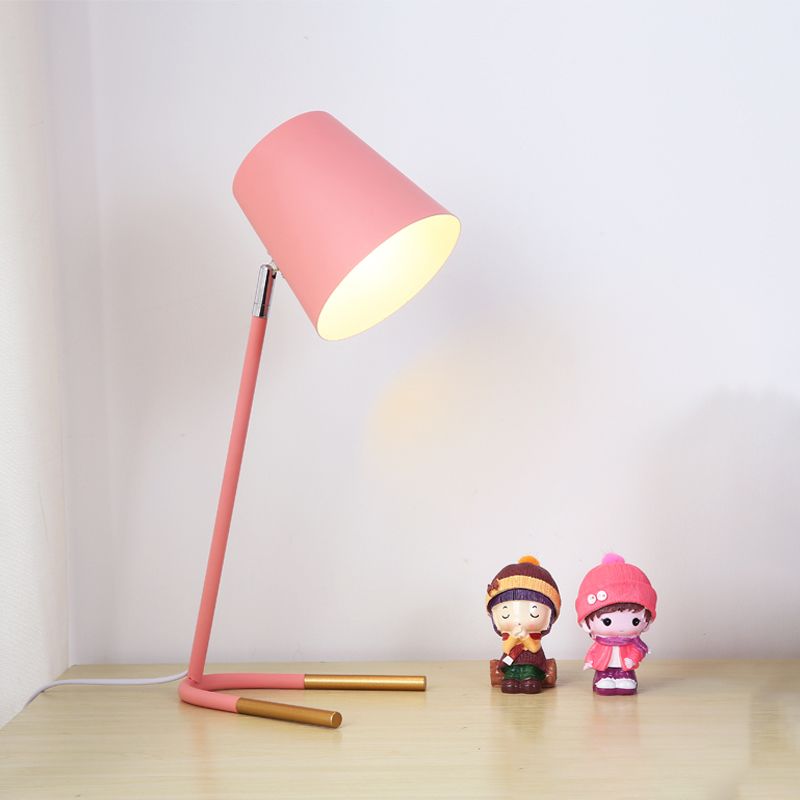 Table en métal en forme de seau Macaron 1 lampe de chevet de bulbe avec base en U